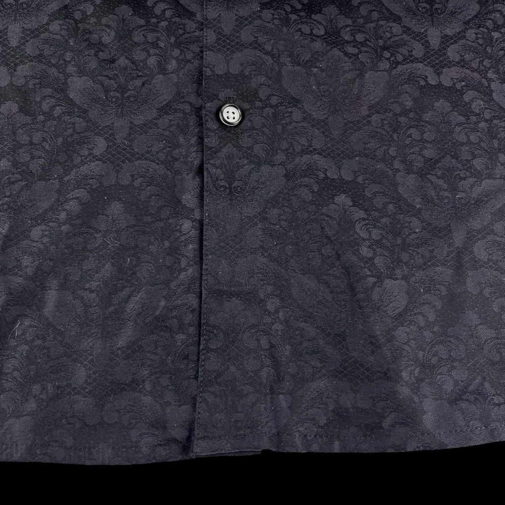 Robert Graham Black Patterned Dress Shirt (Prom Ready) with paisley trim. - Picture 6 of 8